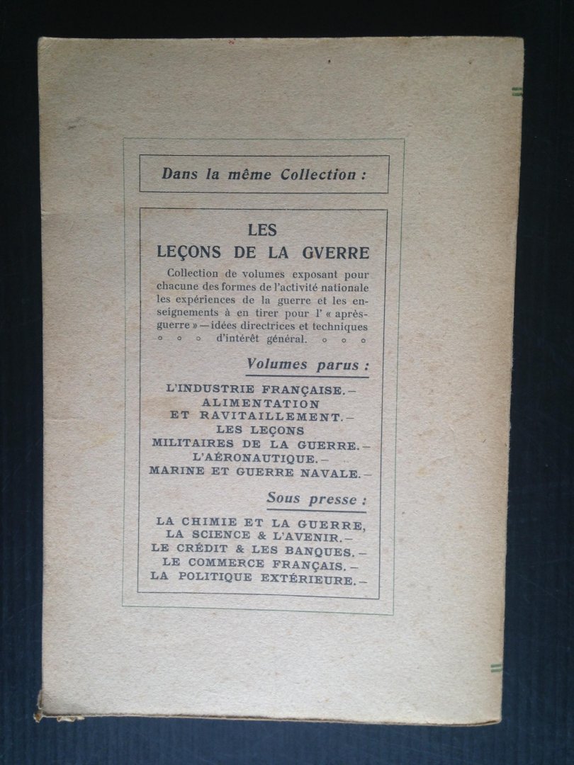 Orthlieb, Le Commandant - L’Aéronautique, Hier-Demain, Les lecons de la guerre, Hier-Demain