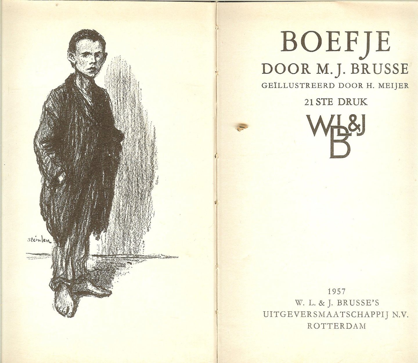 Brusse, M.J .. Met illustraties van H. Meijer .. Omslagtekening T.A. Steinlen - Boefje
