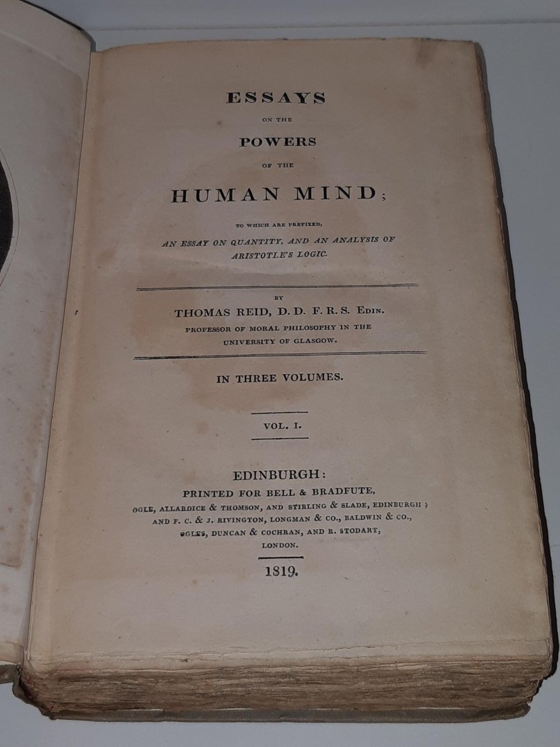 Reid, Thomas - Essays on the powers of the human mind (SET 3 DELEN)