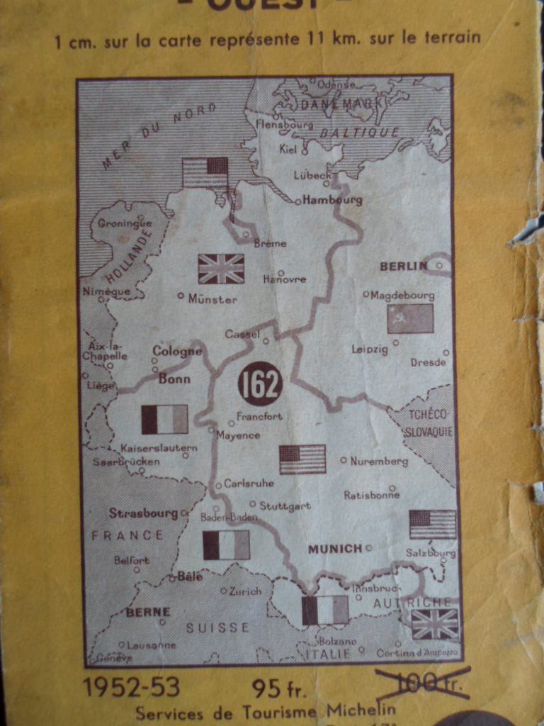  - Michelinkaart Allemagne et Austriche met de geallieerde bezettingszones, 1952-53