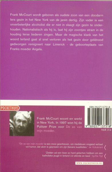McCourt, Frank  &  Vertaald door Christien Jonkheer - De as van mijn moeder .. een Ierse herinnering