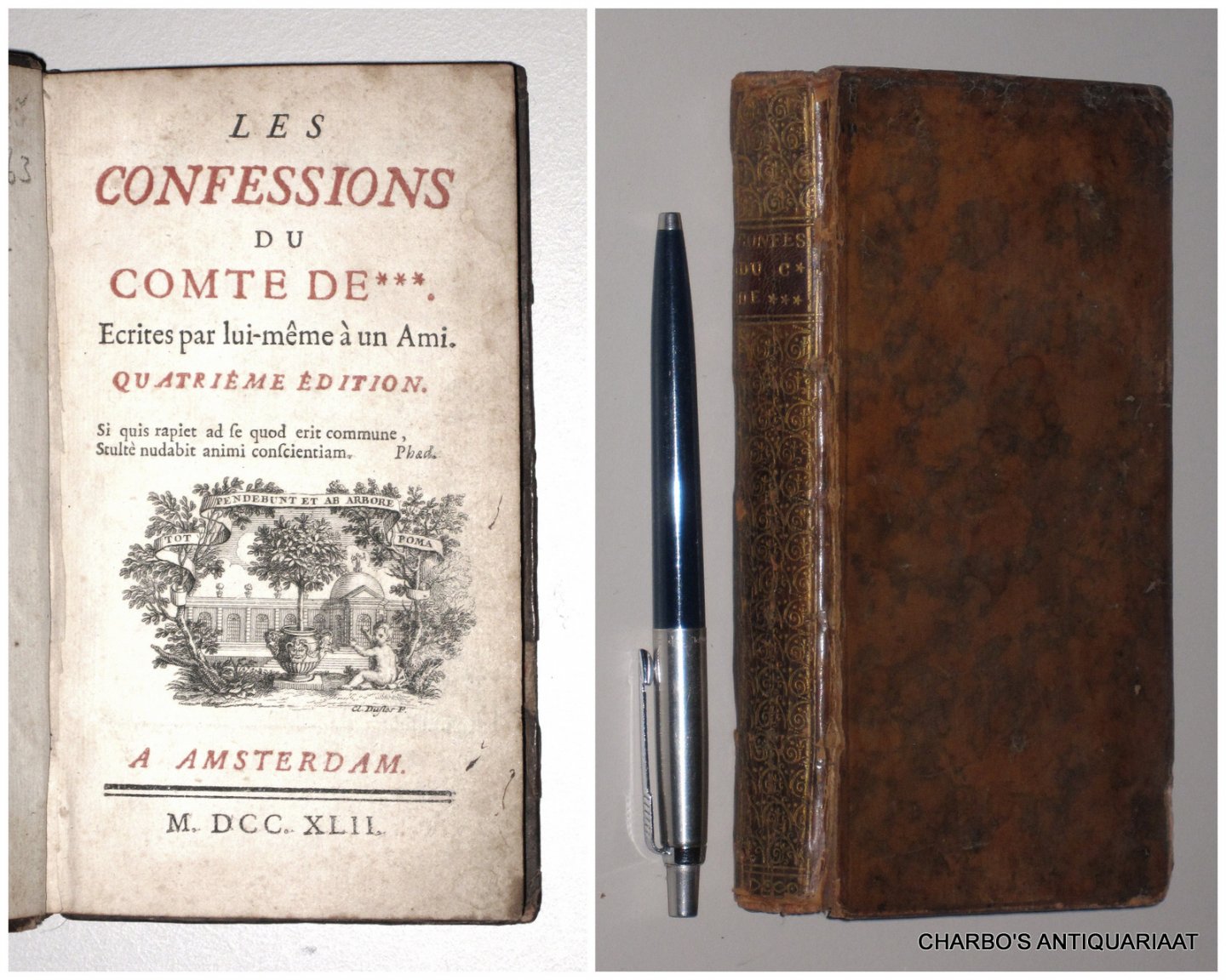 DUCLOS, CHARLES PINOT (anon. publ.), - Les confessions du comte de ***. Ecrites par lui-même à un ami.