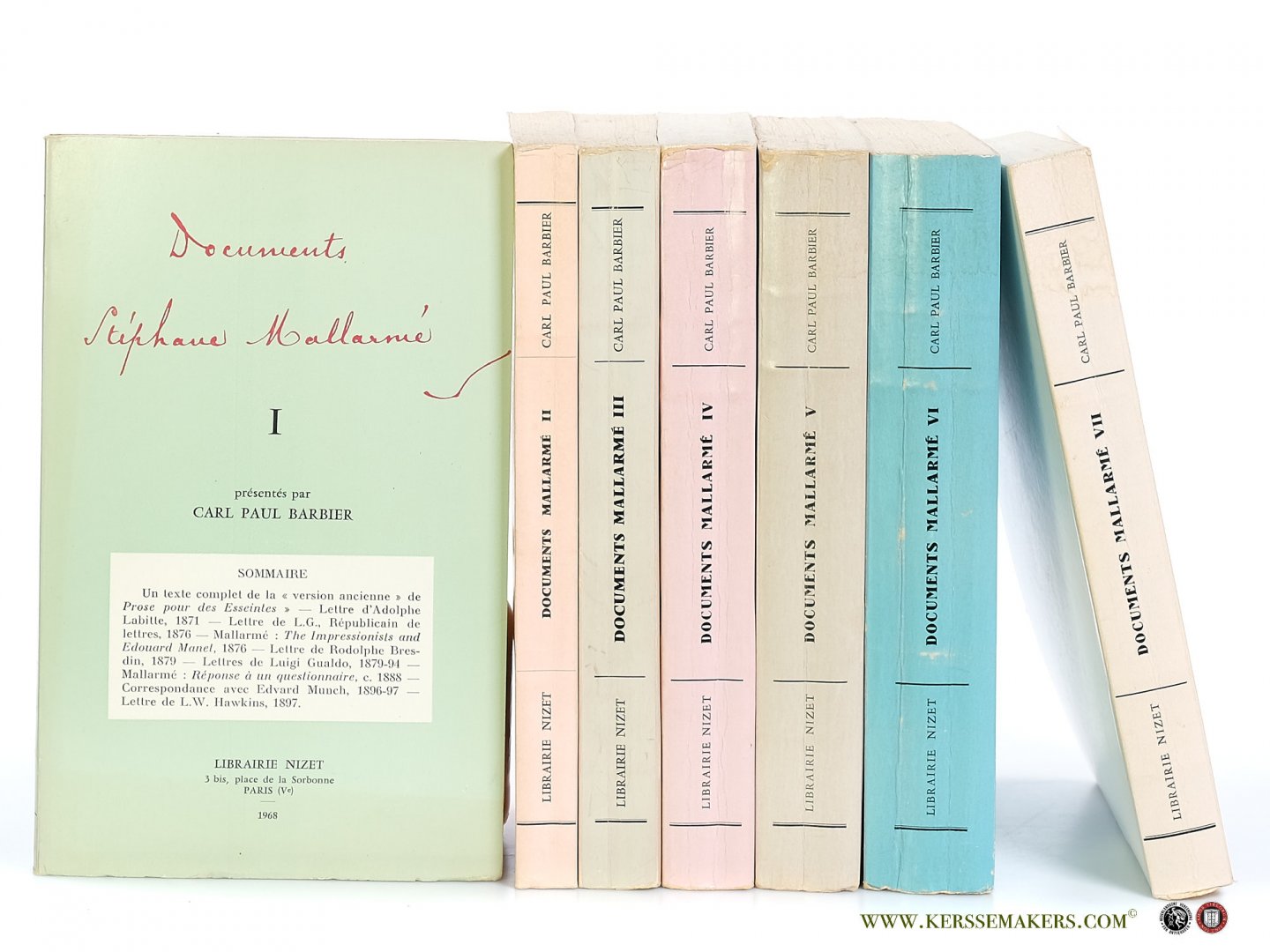 Mallarmé, (presented by) Carl Paul Barbier - Documents Stéphane Mallarmé. Vols. I-VII (complete)