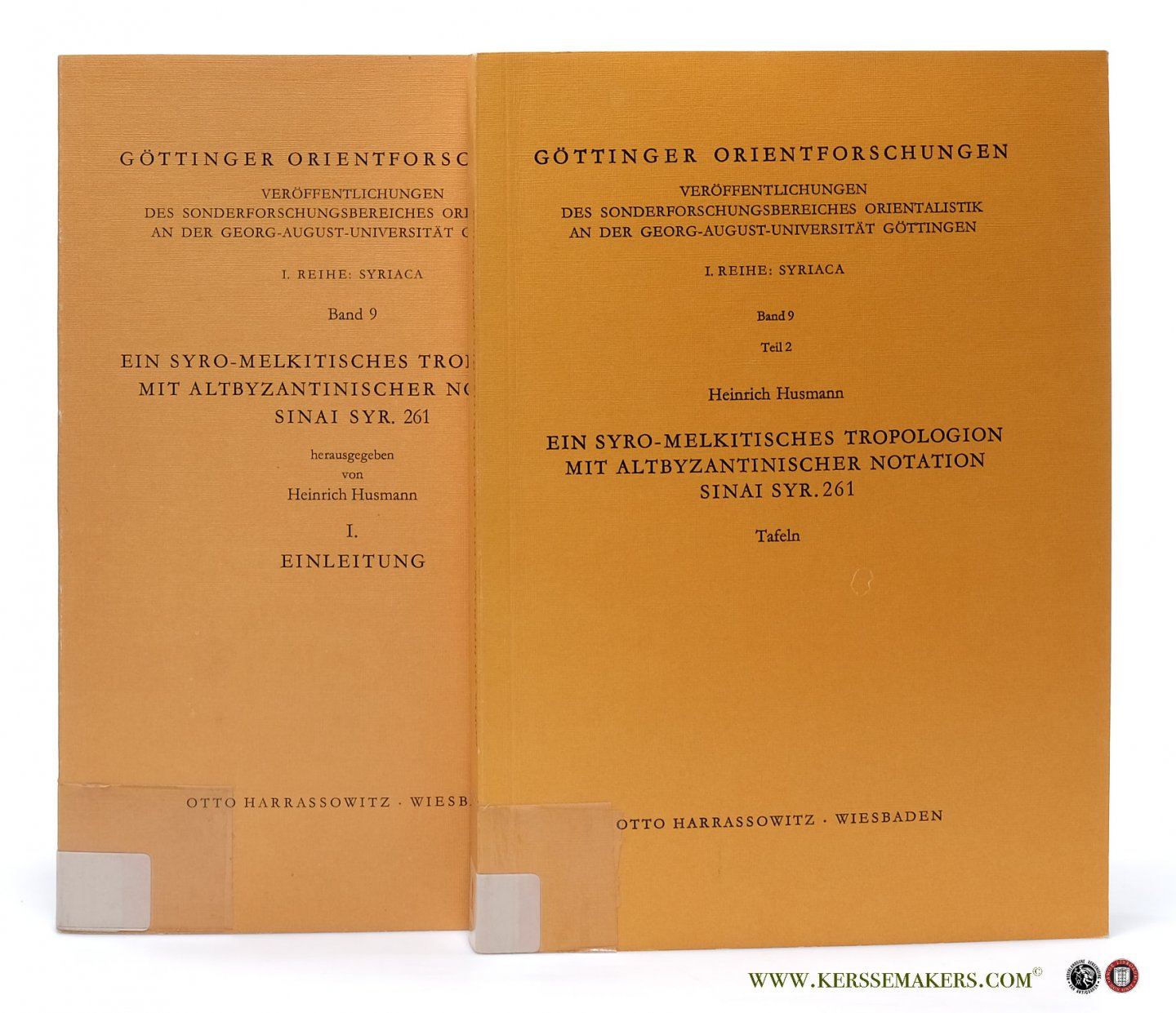 Husmann, Heinrich (ed.). - Ein syro-melkitisches Tropologion mit altbyzantinischer Notation Sinai syr. 261 [ 2 volumes ] Einleitung & Tafeln.