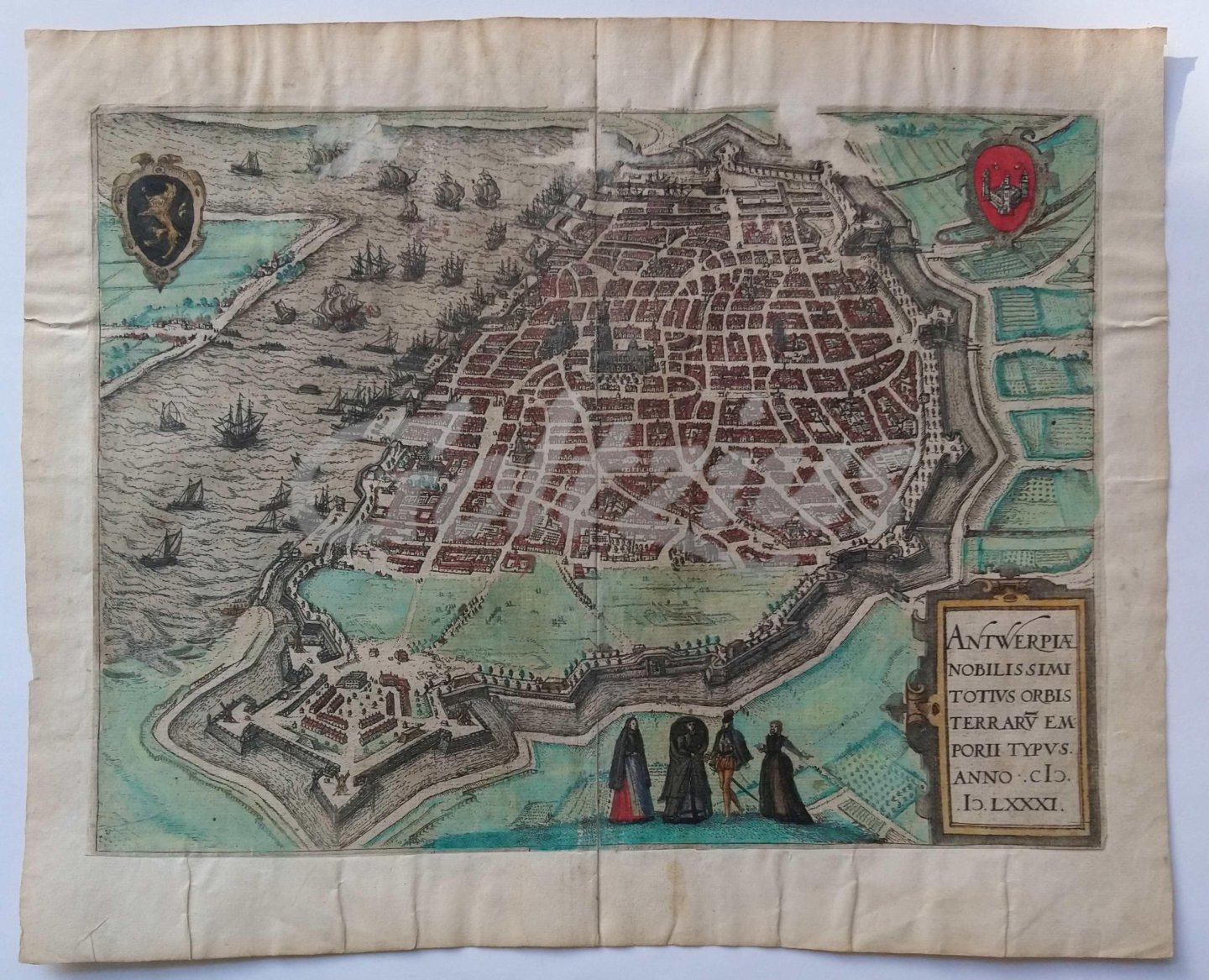 GUICCIARDINI, LUDOVICO, - Bird's eye map of Antwerp