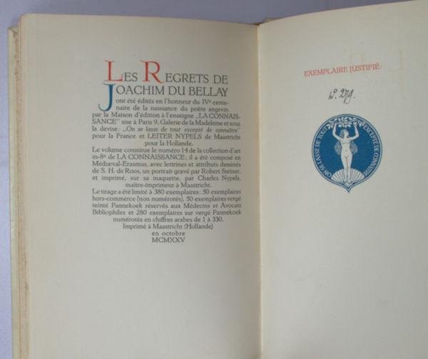 Bellay, Joachim du. - Les regrets.