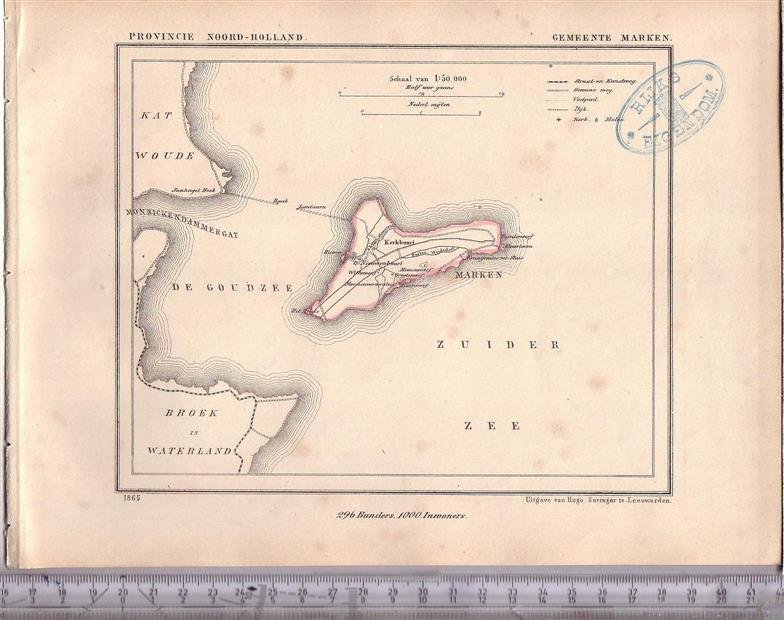 Kuyper Jacob. - Marken.  Map Kuyper Gemeente atlas van Noord Holland