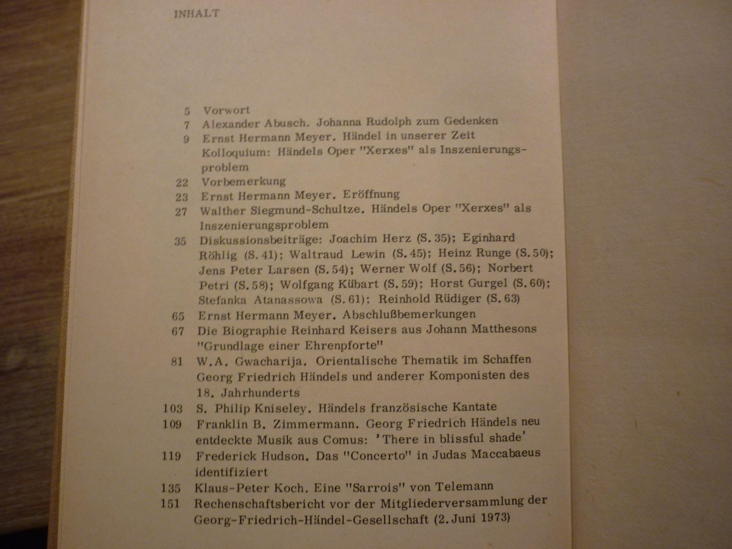 Händel; Georg Friedrich (1685–1759) - Jahrbuch 20. jahrgang 1974; herausgegeben von der Georg Friedrich Handel-Gesellschaft