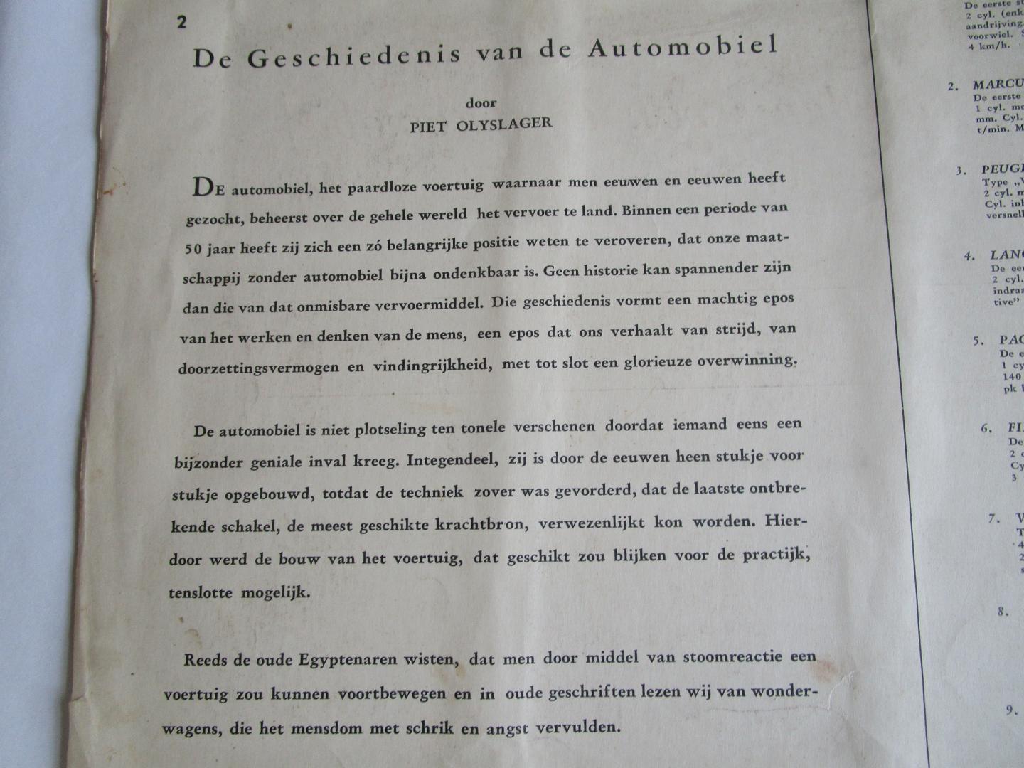 Olyslager, Piet - geschiedenis van de automobiel, De