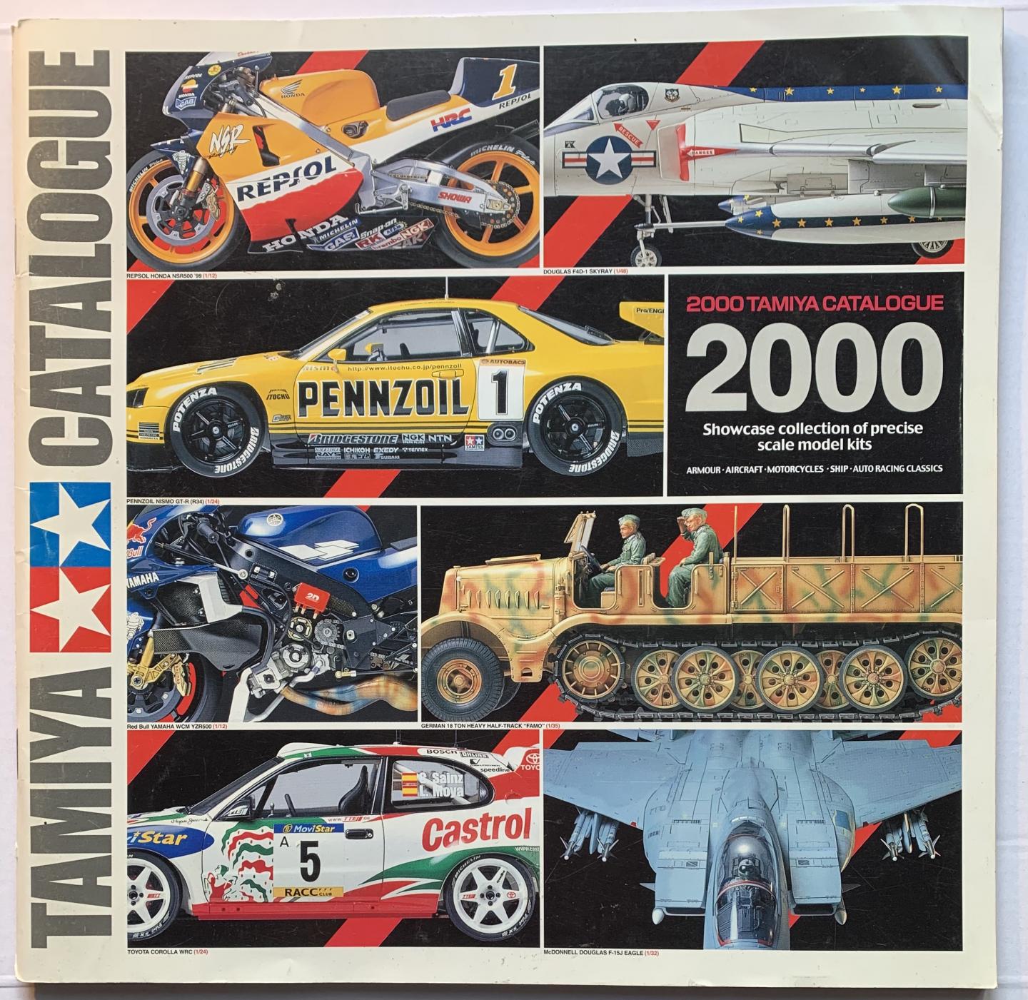 N.N. - 2000. Tamiya Catalogue. Showcase Collection precise scale model kits; armour, aircraft, motorcycles, ships, auto racing classics.