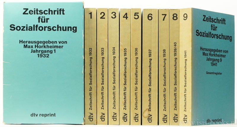 HORKHEIMER, M., (HRSG.) - Zeitschrift für Sozialforschung. Mit einer Einleitung von A. Schmidt. Jahrgangen 1932 - 1941.