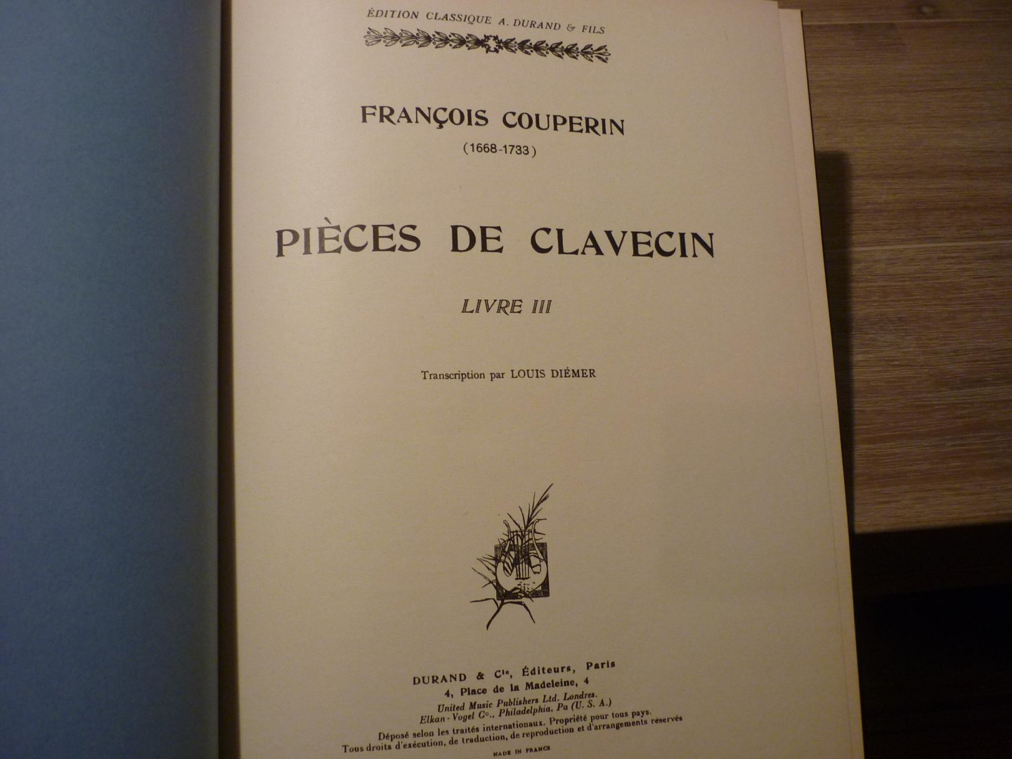 Couperin; François (1668–1733) - Pieces De Clavecin - Livre 3; voor Klavecimbel (transcription par Louis Diémer)