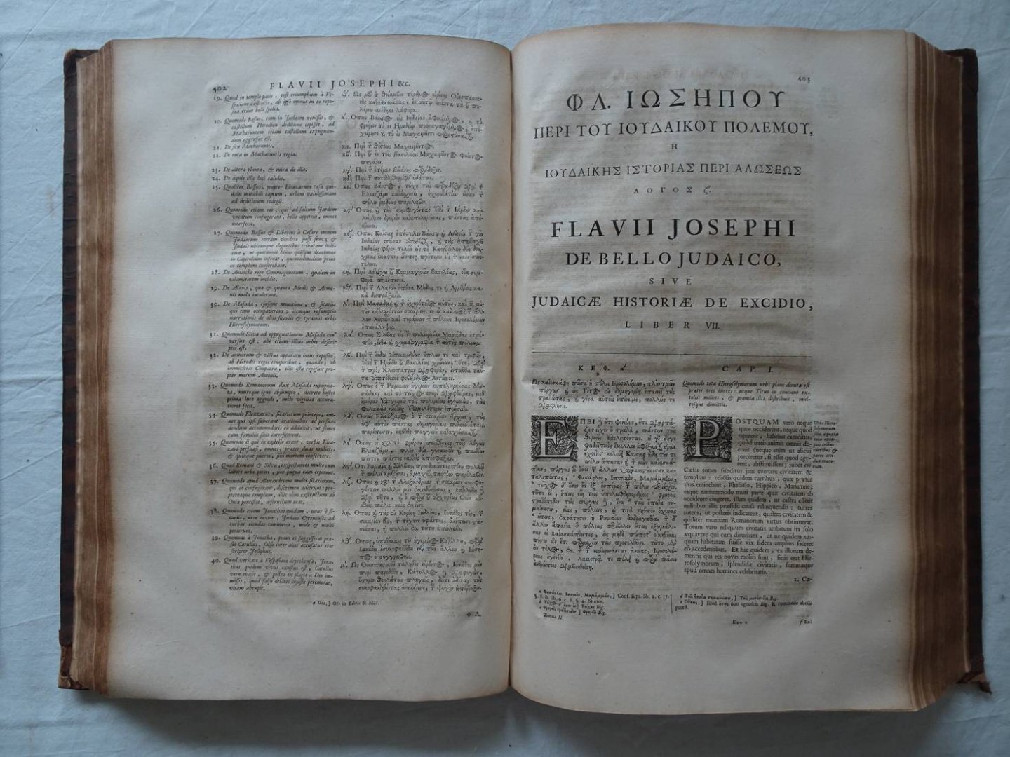 Flavius Josephus / Siegbert Havercamp. - Flavii Josephi quae reperiri potuerunt, Opera Omnia Graece et Latine cum notis & nova versioneJoannis Hudsoni........Sigebertus Havercampus. Tomis duobus.