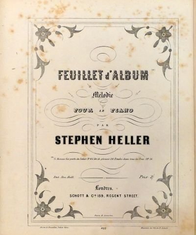 Heller, Stephen: - Feuillet d`Album. Mélodie pour le piano