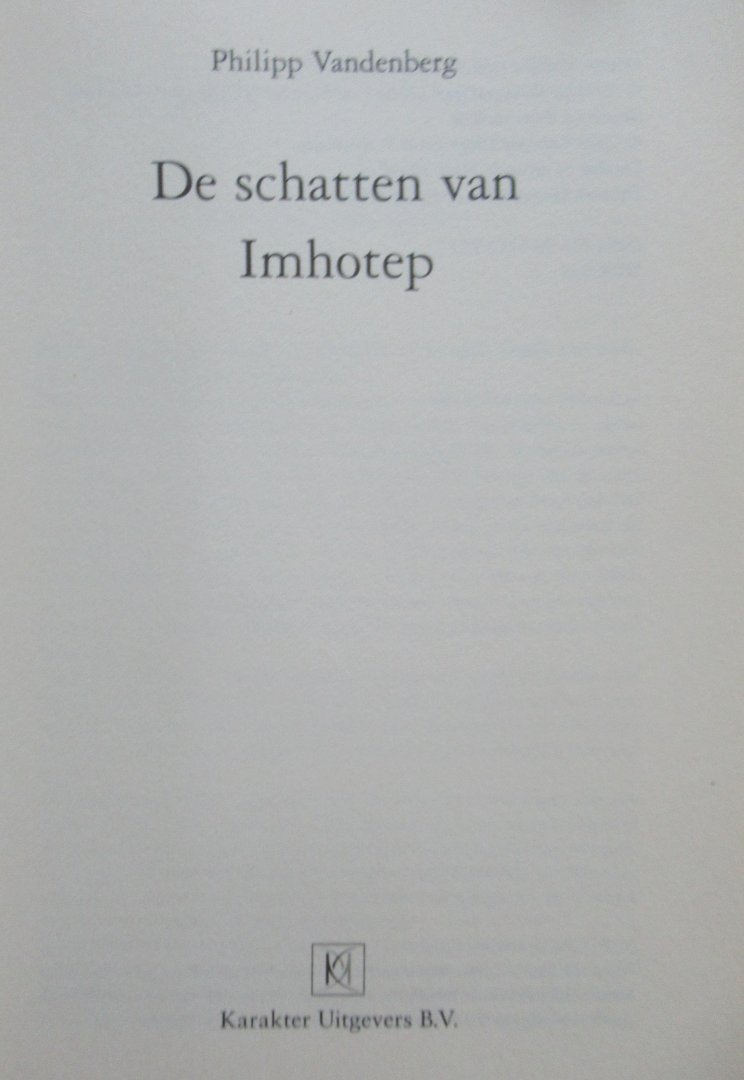 Vandenberg, Philipp - De schatten van Imhotep