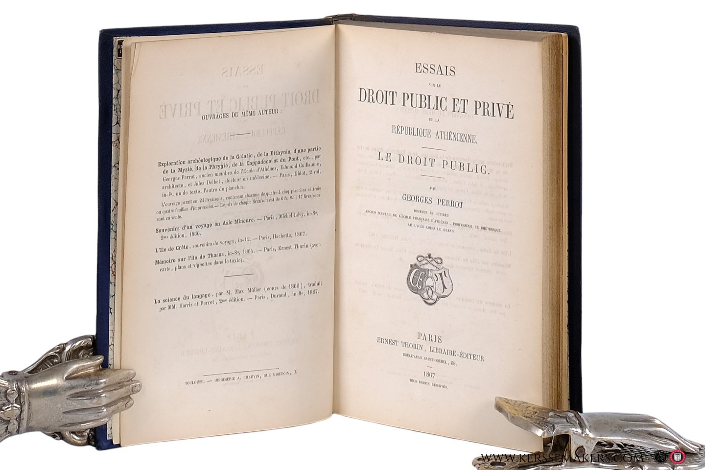 Perrot, Georges. - Essais sur le droit public et privé de la république Athénienne. Le droit public.