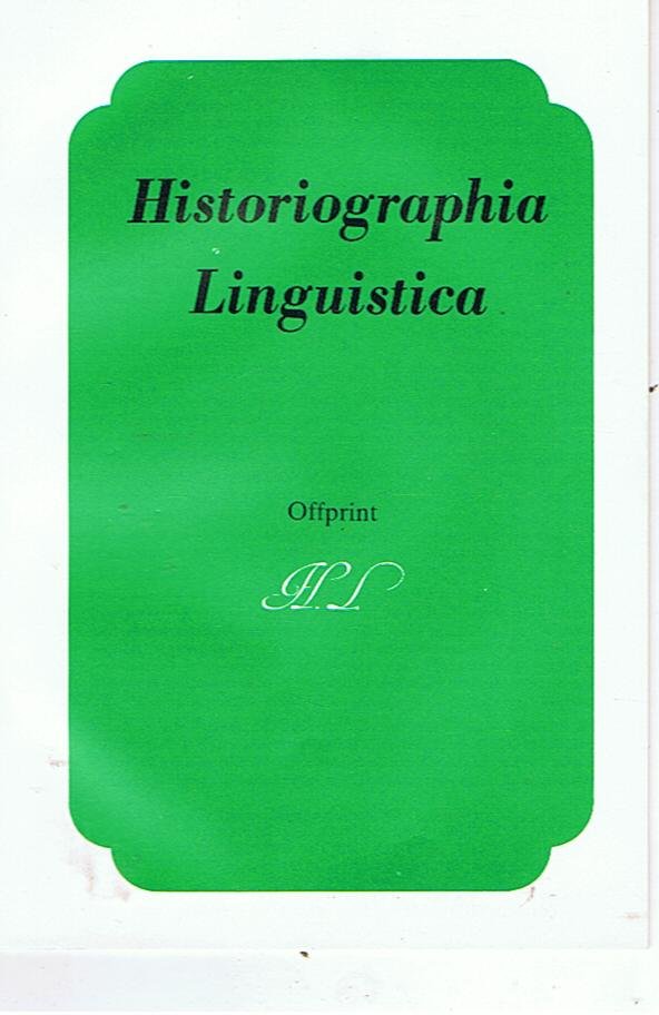 redactie - Historiographia Linguistica XV : 1/2 (1988)