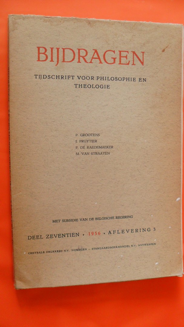 Grootens Fruytier Raedemaeker van Straaten - Bijdragen tijdschrift voor Philosophie en Theologie ofwel  Filosofie en Theologie