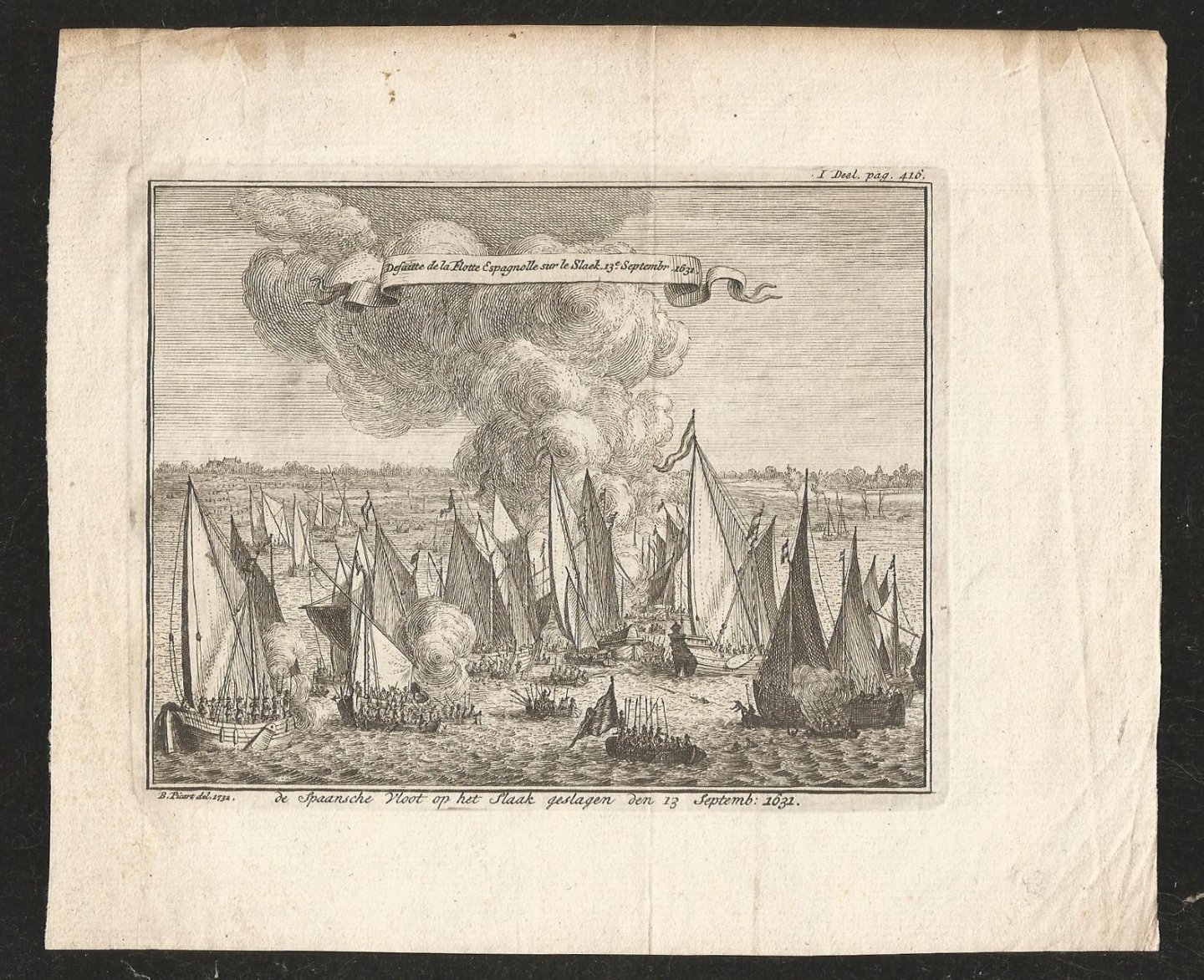 Picart, B. - de Spaansche Vloot op het Slaak geslagen den 13 Septemb: 1631.