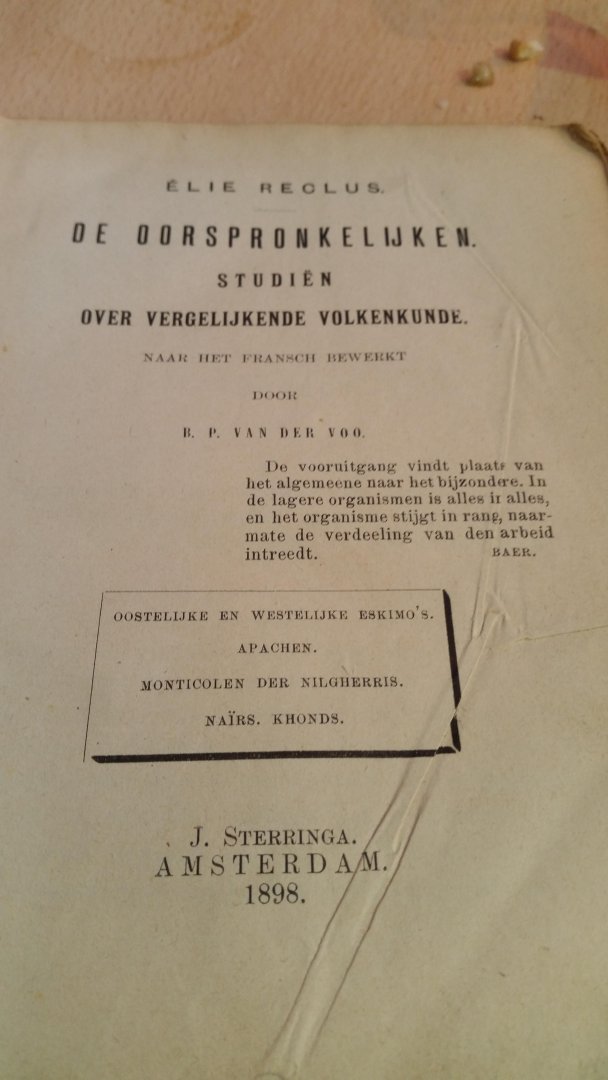 Reclus elie - De oorspronkelijken