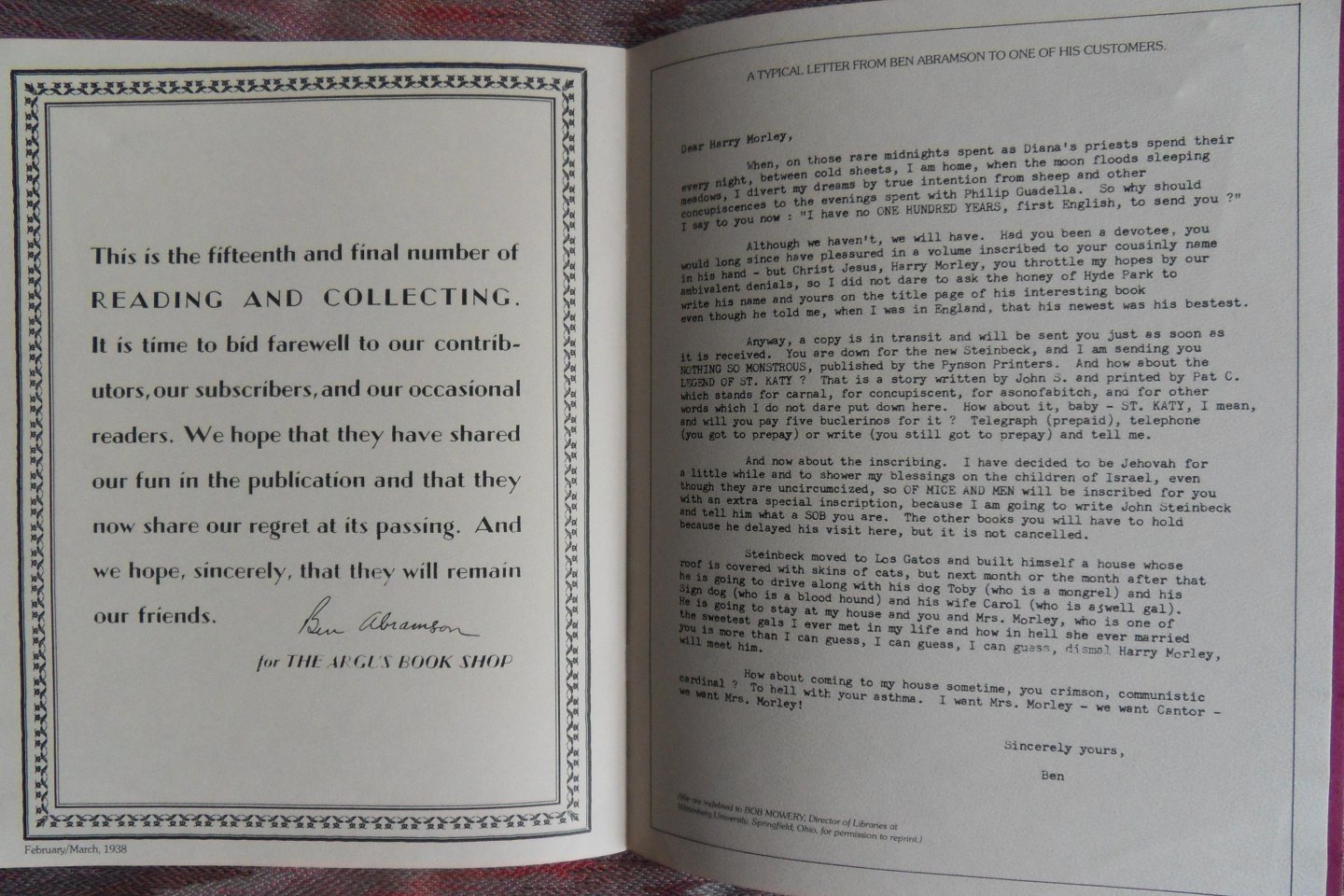 Abramson, Ben. [ 1898 - 1955 ]. - Selfportrait of a Bookseller. [ Beperkte oplage van 500 ex. ].