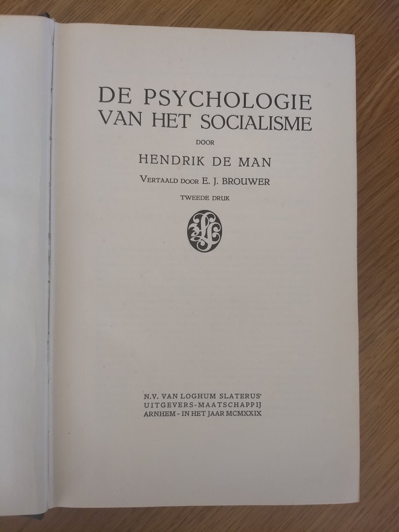 De Man, Hendrik - DE PSYCHOLOGIE VAN HET SOCIALISME
