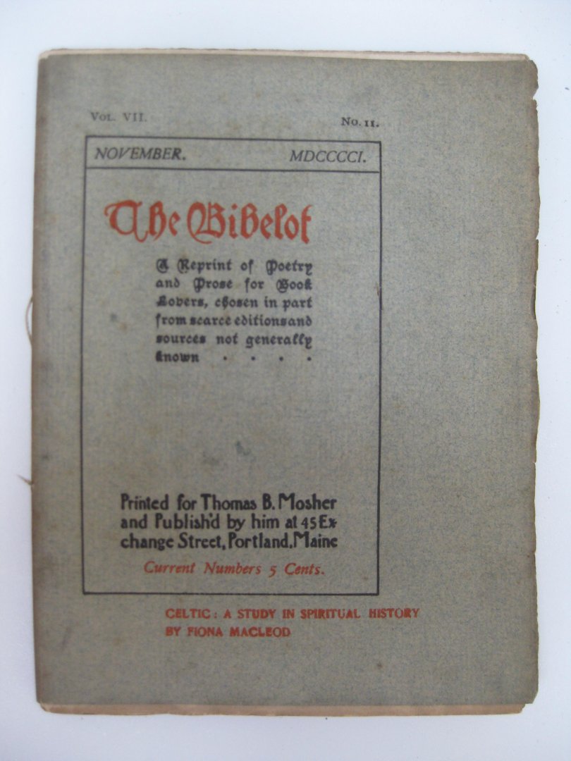 Macleod, Fiona - Celtic: a study in spiritual history.