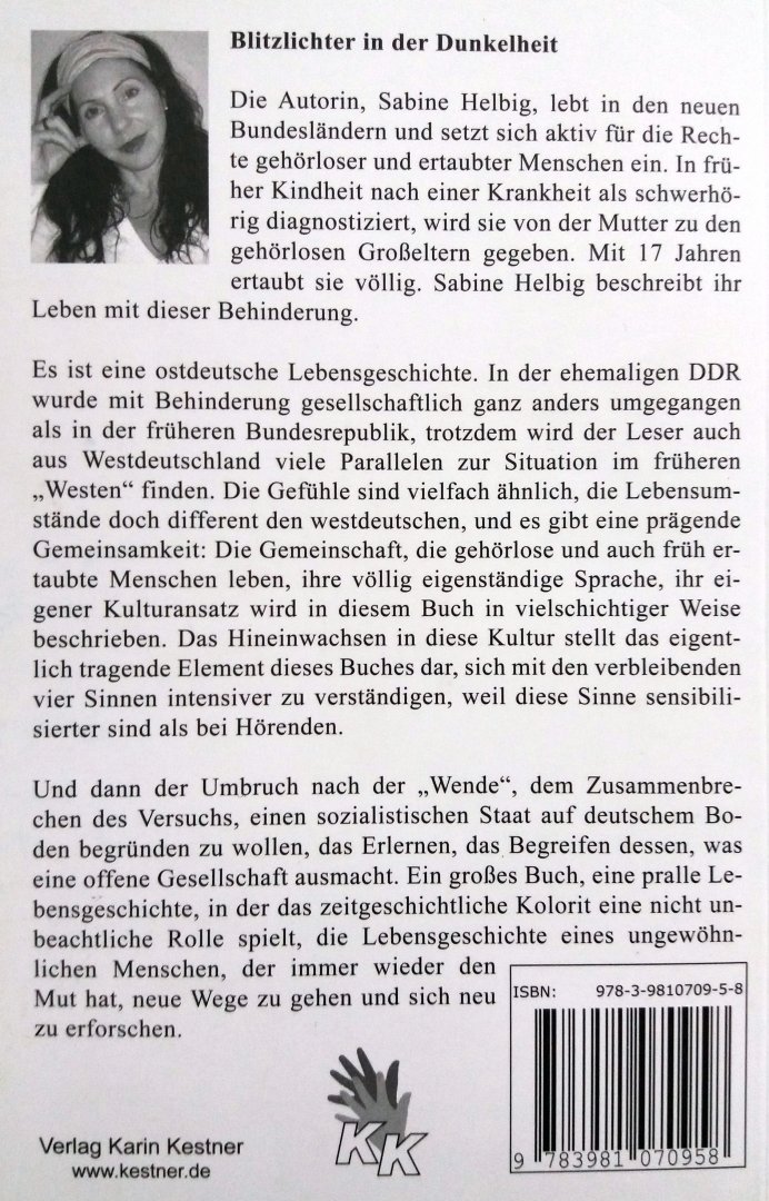 Helbig, Sabine - Blitzlichter in der Dunkelheit (Das Leben einer tauben Frau - Autobiografie) (DUITSTALIG)