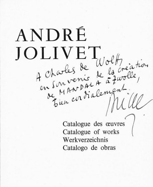 Jolivet, André: - [Widmungsexemplar] André Jolivet. Catalogue des oeuvres