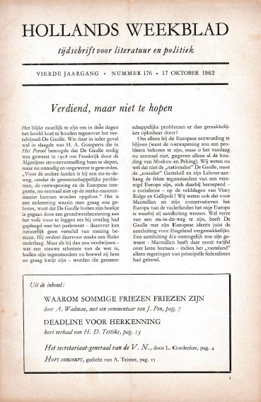 K.L. Poll (redactie) - Hollands Weekblad, vierde jaargang, nummer 176, 17 oktober 1962
