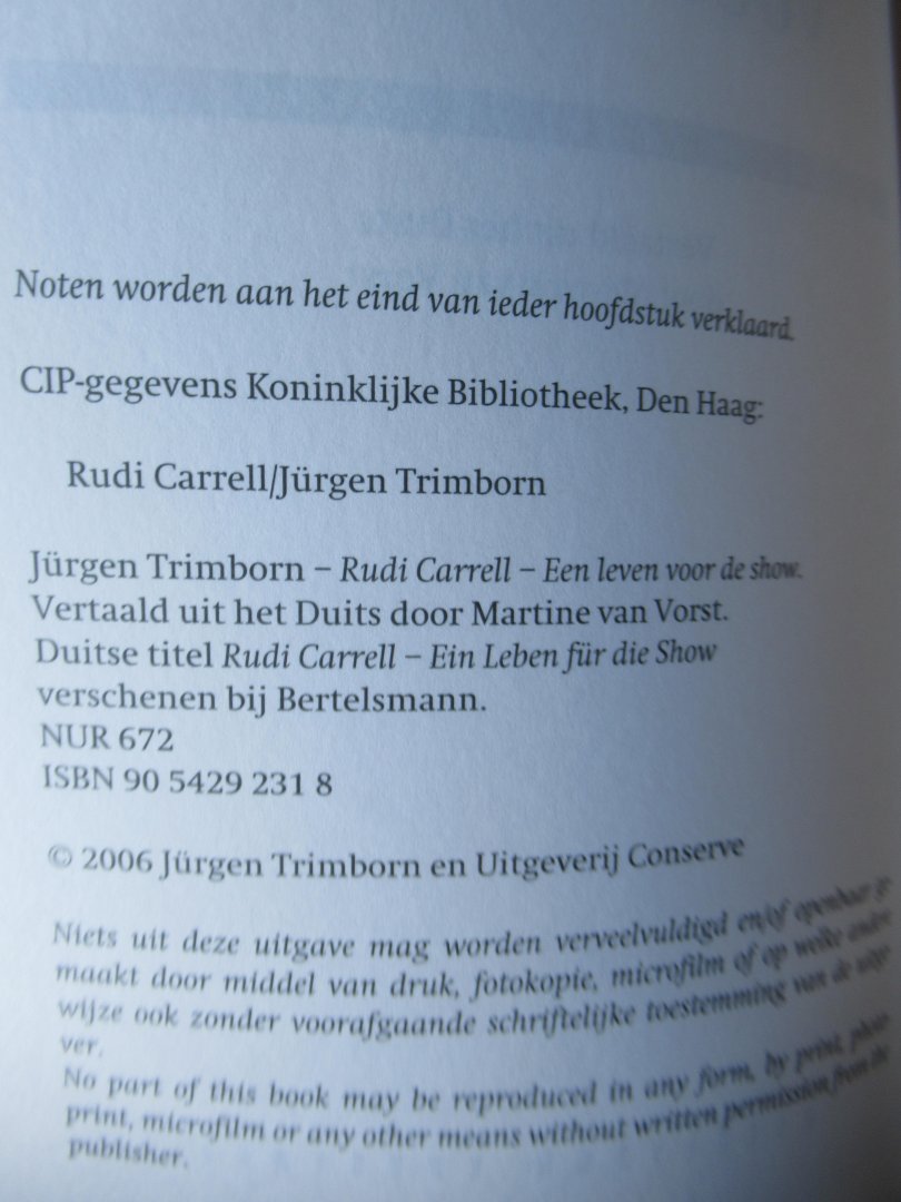 Trimborn, Jürgen - Rudi Carrell een leven voor de show