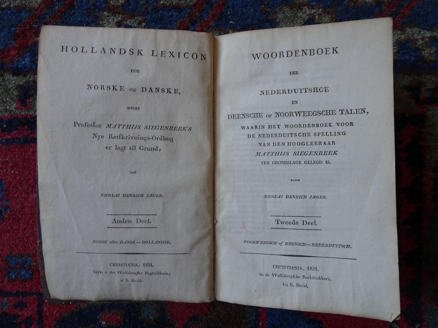 Jaeger. Nicolai Henrich - WOORDENBOEK DER NEDERDUITSCHE EN DEENSCHA EN NOORWEEGSCHE TALEN: Tweede deel: Noorweegsch of Deensch - Nederduitsch