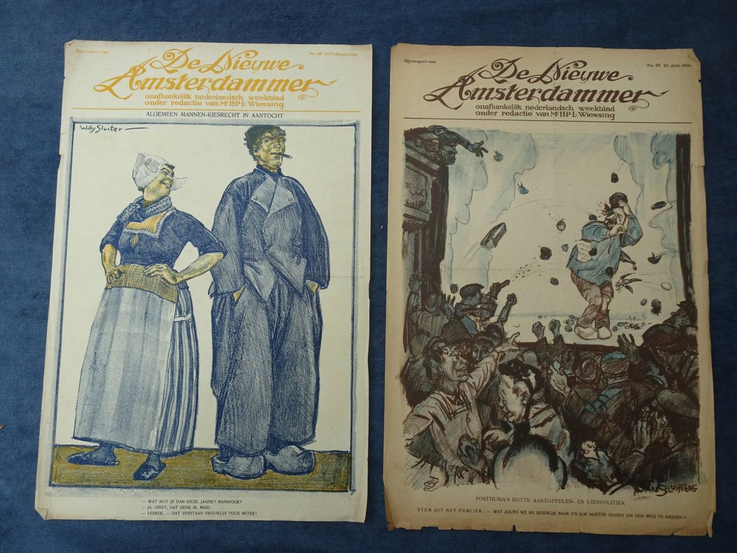 Braakensiek, Johan. - Politieke spotprenten Johan Braakensiek (1858-1940). Bijlage van "De Amsterdammer". 2x 1890, 1x 1891, 2x 1895, 1x 1897, 1x 1899, 2x 1901, 7x 1902, 12x 1903, 10x 1904, 3x 1905, 3x 1907, 3x 1908, 5x 1909, 2x 1910, 4x 1911, 4x 1912, 2x 1913, 10x ...