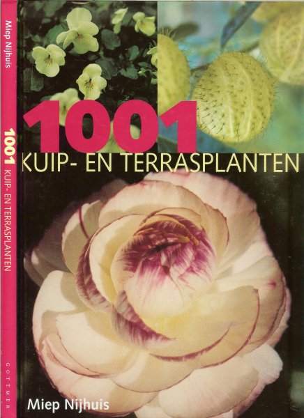 Nijhuis, Miep .. Omslagontwerp Marius Brouwer  foto's van Bob Aalhuizen - 1001 Kuip- en Terrasplanten .. Ook Bladplanten e vlinderlokkers  een boek om in te grasduinen