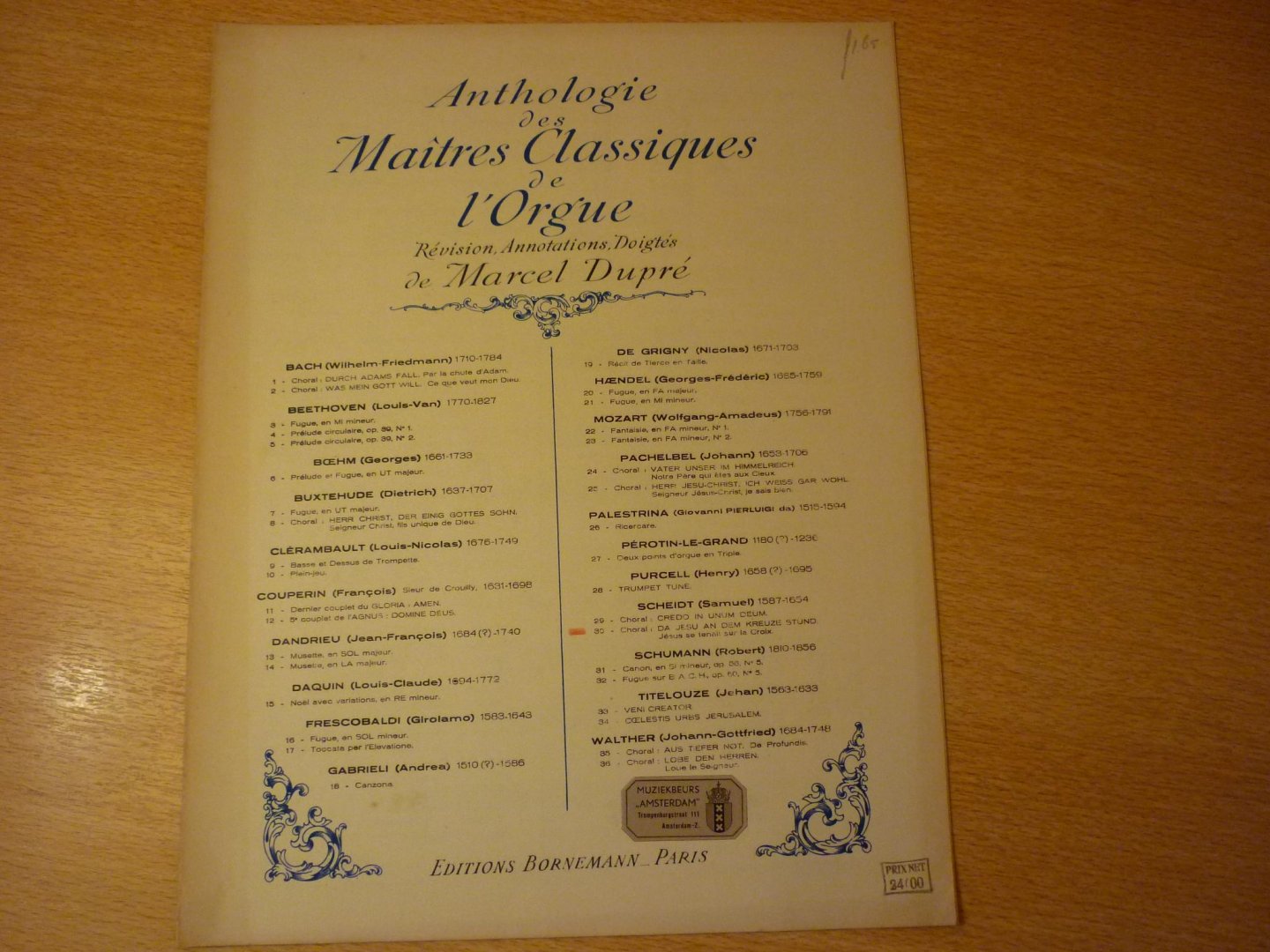 Dupré; Marcel - Anthologie des Maitres Classiques de l'Orgue; Samuel Scheidt: Choral: Da Jesu an dem Kreuze Stund
