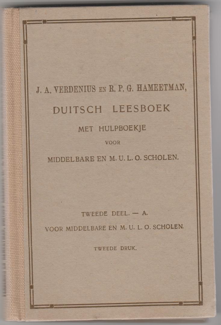 Verdenius, J.A. ; Hameetman, R.P.G. - Duitsch leesboek voor Middelbaar en Mulo scholen