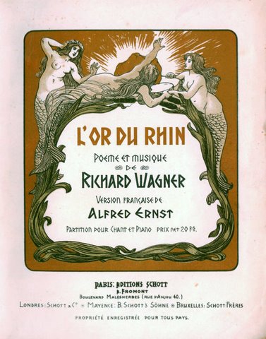 Wagner, Richard: - L`or du Rhin. Poème et musique de Richard Wagner. Version française de Alfred Ernst. Partition pour chant et piano