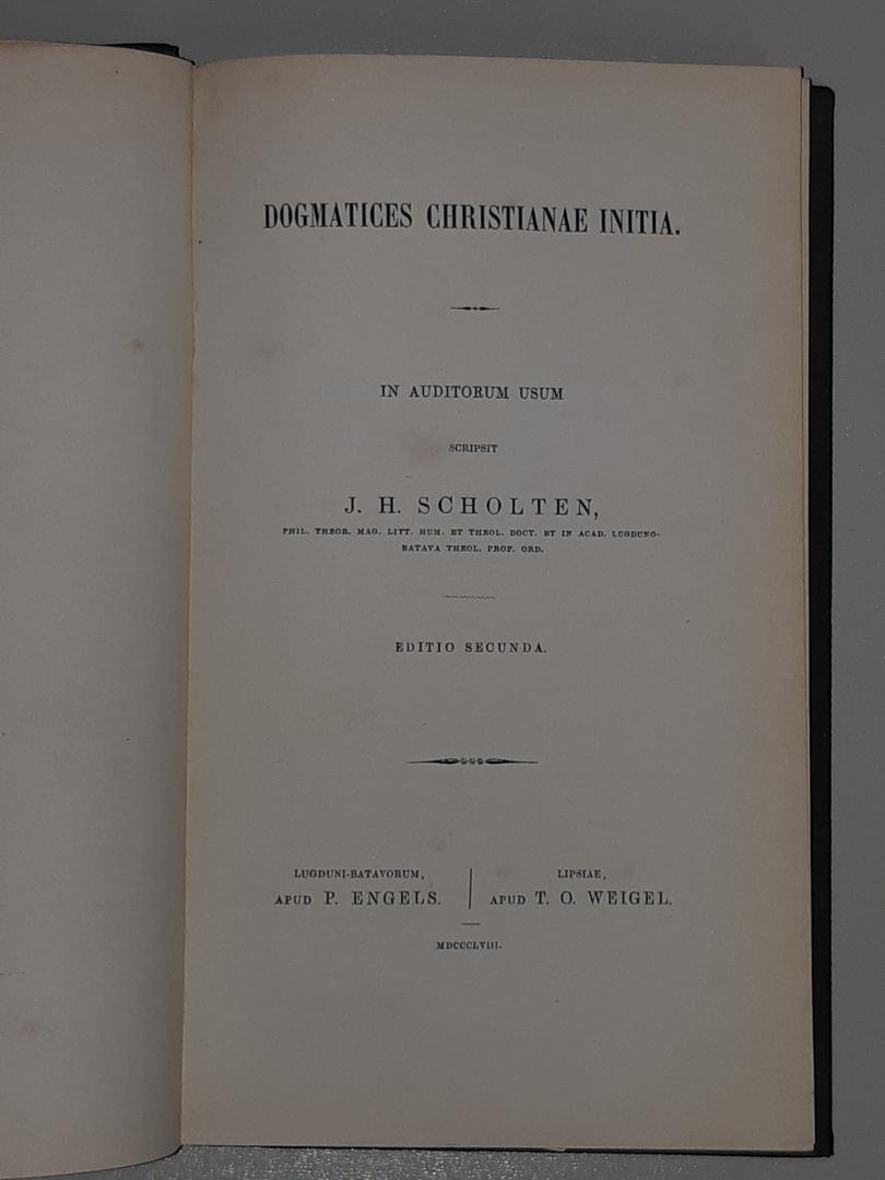 Scholten, J.H. - Dogmatices Christianae Initia