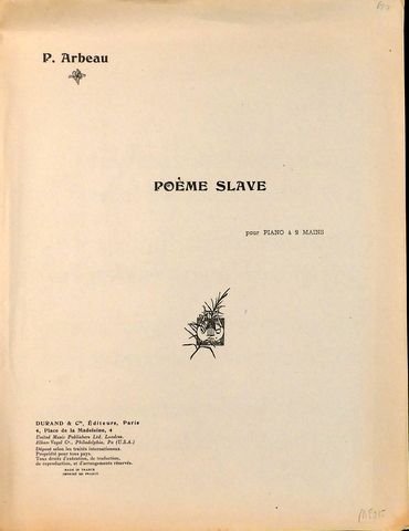 Arbeau, Pierre: - Poème Slave pour piano à 2 mains