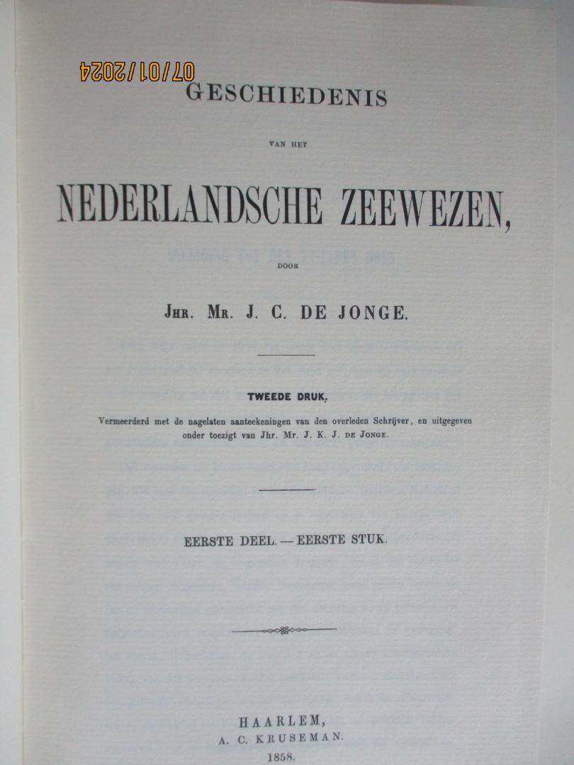 Jonge, J.J.C. de - Geschiedenis van het Nederlandsche zeewezen / deel I t/m V
