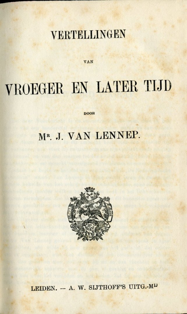 Lennep, J. van - Vertellingen van vroeger en later tijd
