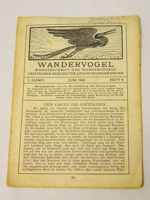 Diverse - Zeer zeldzaam - Wandervogel. Monatschrift des " wandervogel" deutschen bundes fur jugendwanderungen. [2.jahrg Heft 3 1908, 3.jahrg. Heft 6 1909 en 3.jahrg. Heft 12 1909]