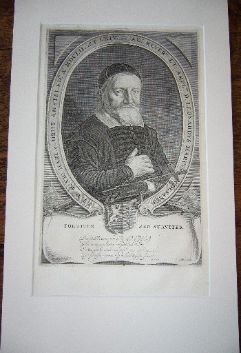 antique print (prent). - Leonardus Marius Goesanus. Portrait.