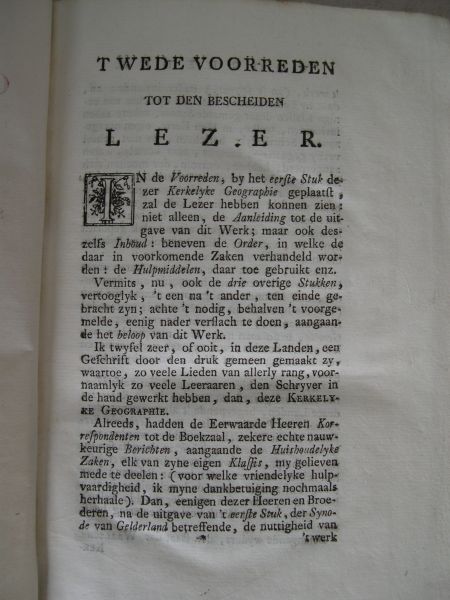Bachiene, Willem Albert - Kerkelyke geographie der Vereenigde Nederlanden: In zich behelzende, eene Beschryvinge, van den staat der Synoden, Klassen en Gemeenten, Der Hervormde Kerke, in ons Vaderland, met veele byzonderheden (...) Kompleet in 4 delen.