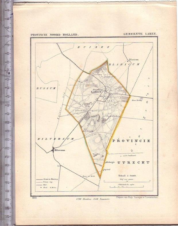 Kuyper Jacob. - Laren.  Map Kuyper Gemeente atlas van Noord Holland