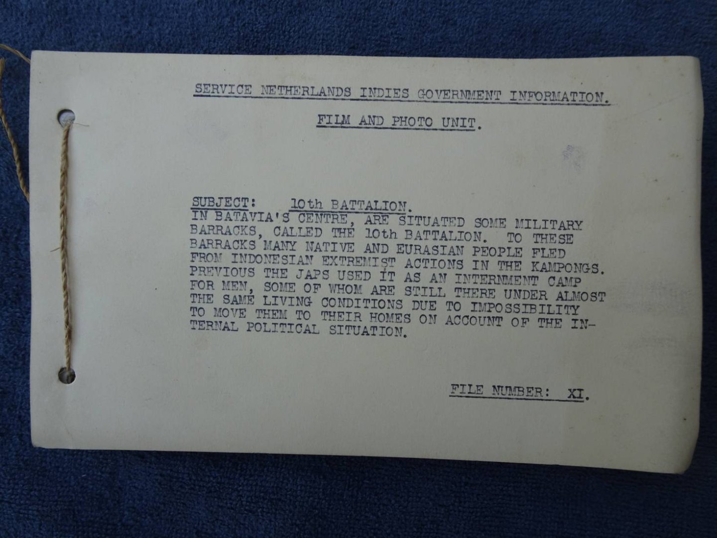 Service Netherlands Indies Government Information, Film and Photo Unit. - Subject: 10th Battalion. In Batavia's Centre, are situated some military barracks. Many native and Eurasian people fled from Indonesian extremist actions in the kampongs. Previous the Japs used it as an internment camp for men, some of whom ar...