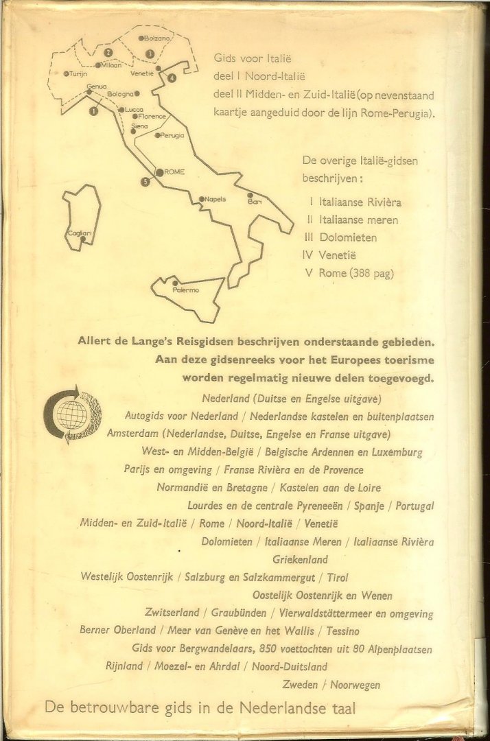 Egeraat Dr.L. van Ulvenhout november 1958 Omslagontwerp C.J. Kelfkens - Italia (Gids voor Noord-Italië Deel 1 Noord-Italië tot en met Toscane)