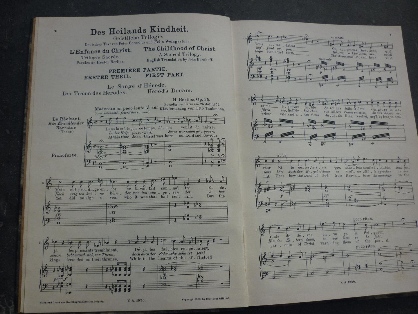 Berlioz; Hector (1803–1869) - L'Enfance du Christ (Die Kindheit Christi) op. 25; Des Heilands Kindheit; Geistliche Trilogie; Klavierauszug mit text von Otto Taubmann