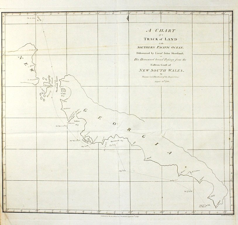 Phillip, Arthur - A Chart of a Track of Land in the Southern Pacific Ocean, Discovered by Lieutt. John Shortland