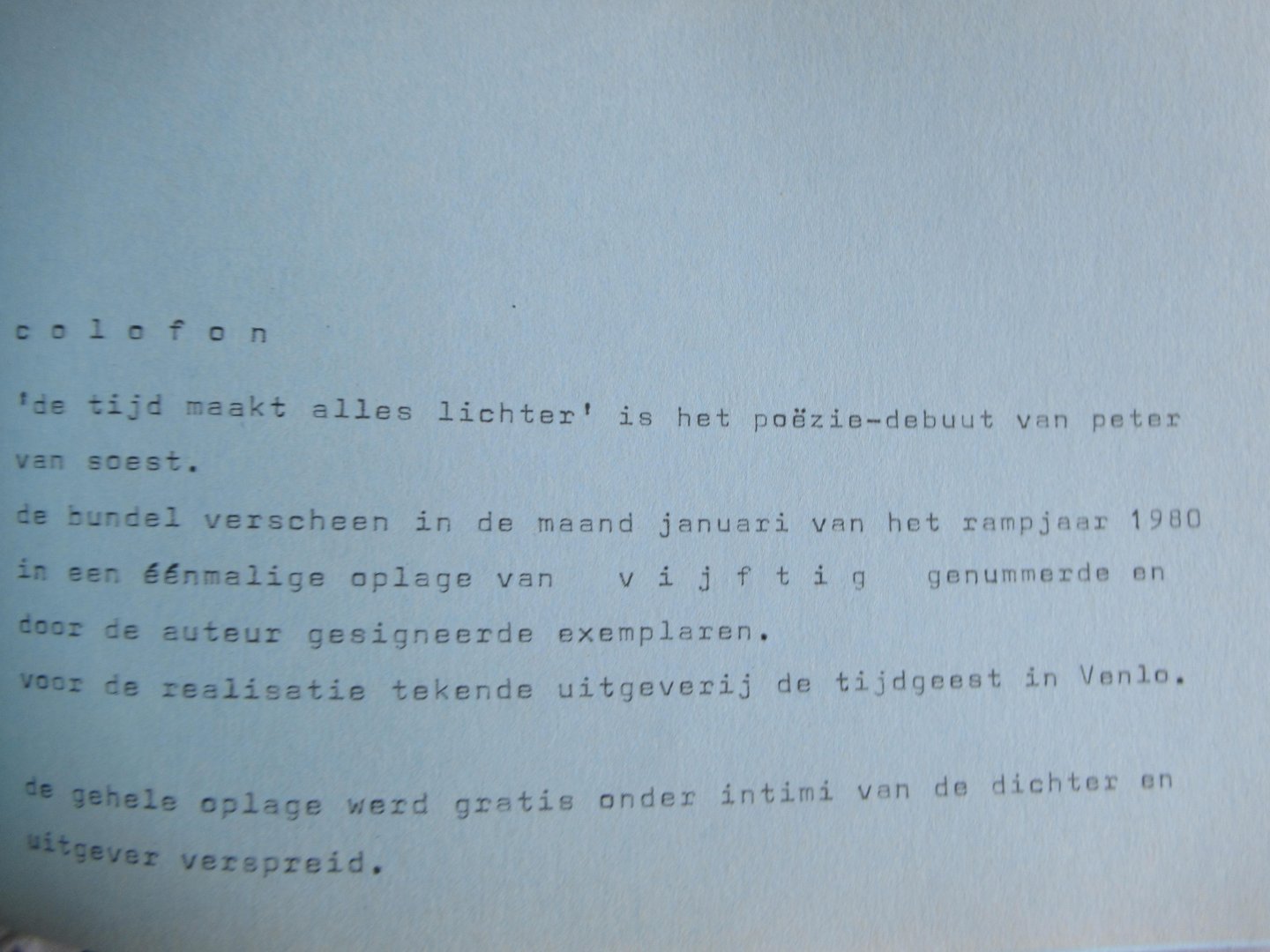 Soest, van Peter - De tijd maakt alles lichter